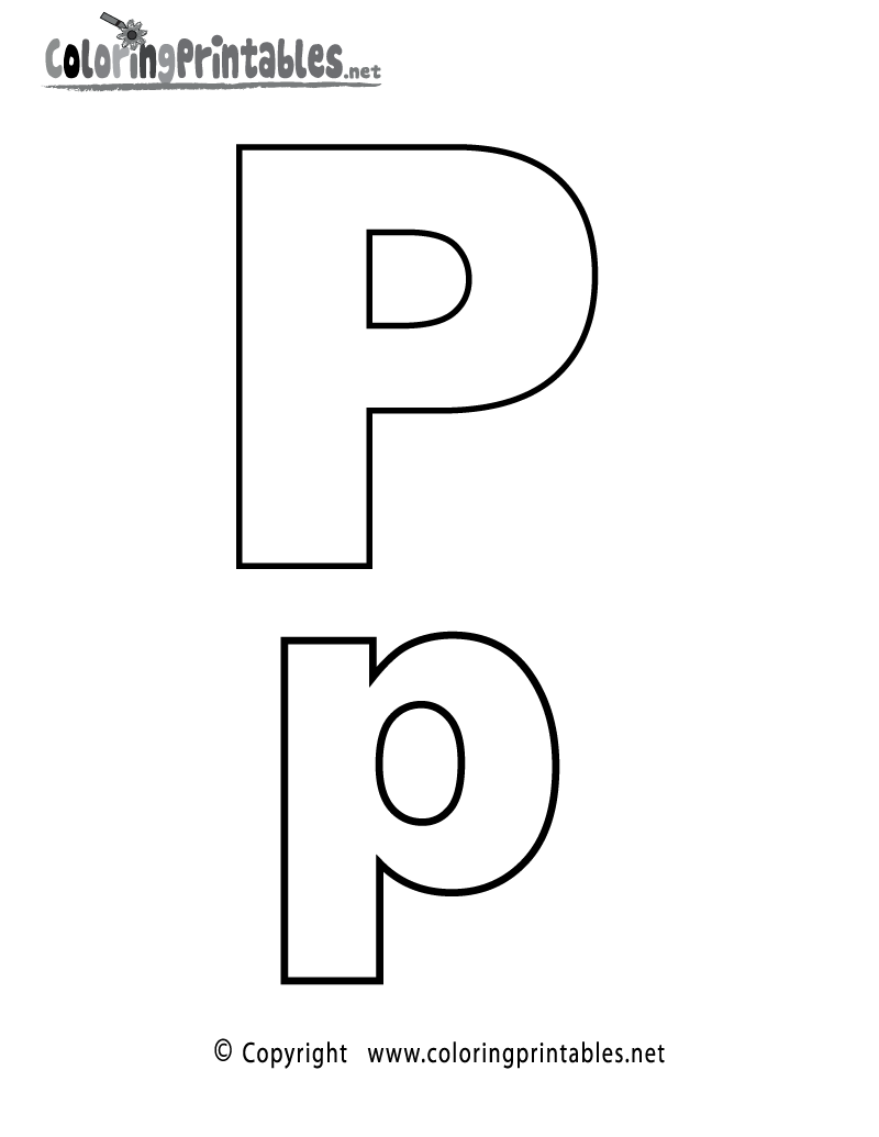 Alphabet Letter P Coloring Page - A Free English Coloring Printable