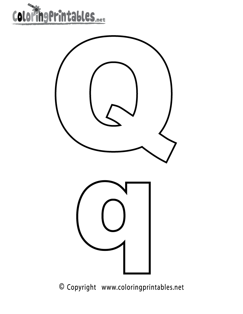 Alphabet Letter Q Coloring Page Printable.