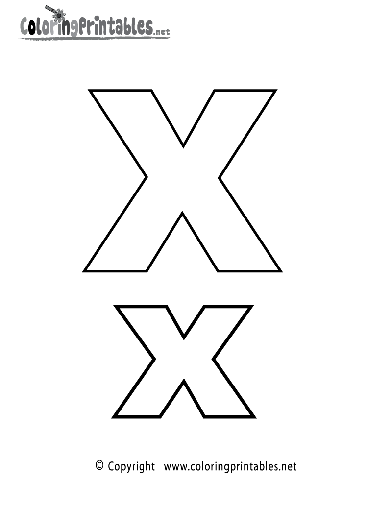 Alphabet Letter X Coloring Page Printable.