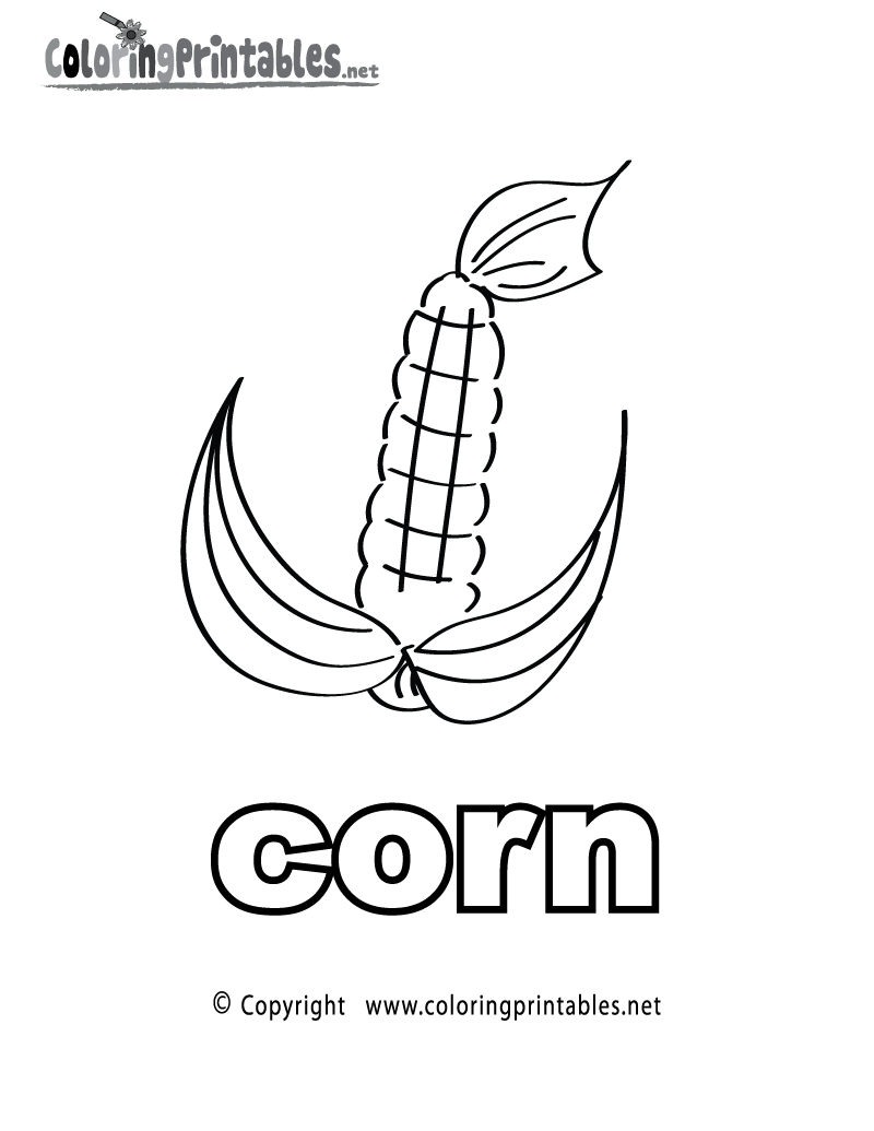 Noun Corn Coloring Page Printable.