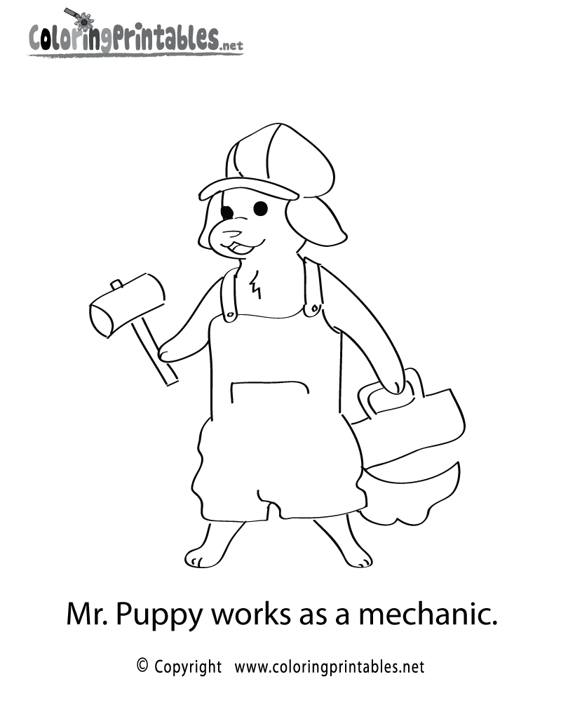 Reading Mechanic Coloring Page Printable.