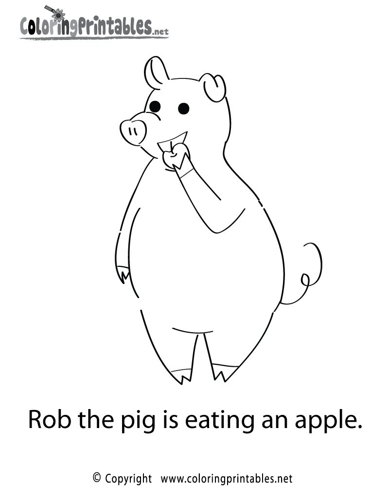 Reading Pig Coloring Page Printable.