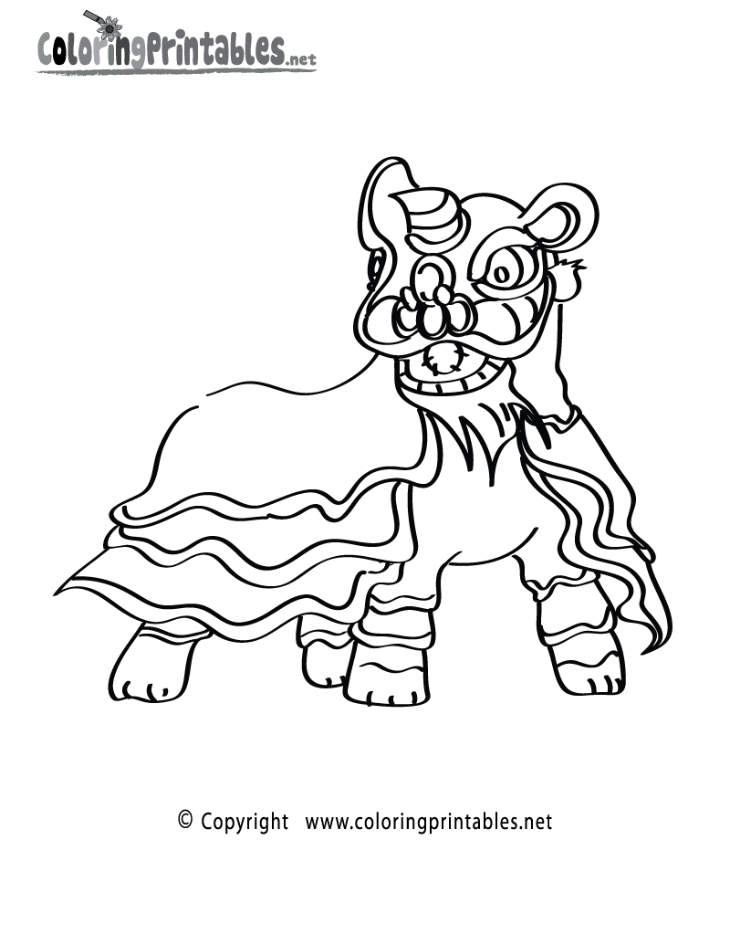 Chinese Lion Coloring Page Printable.