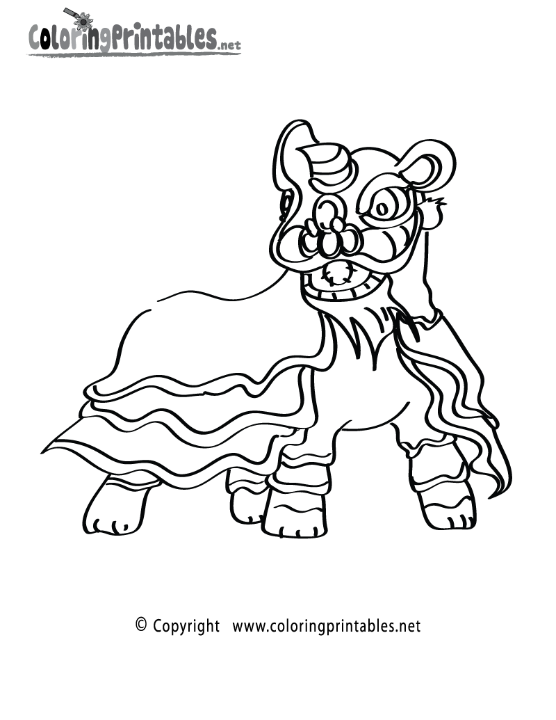 Chinese Lion Coloring Page - A Free Fantasy Coloring Printable