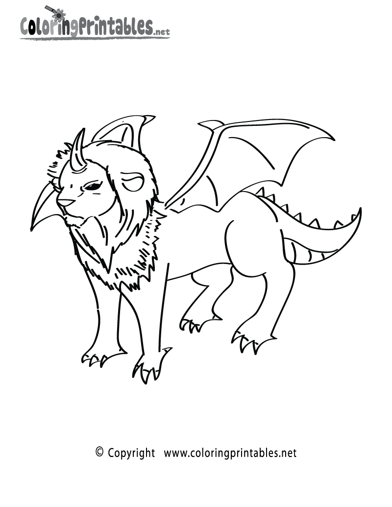 Dragon Lion Coloring Page Printable.