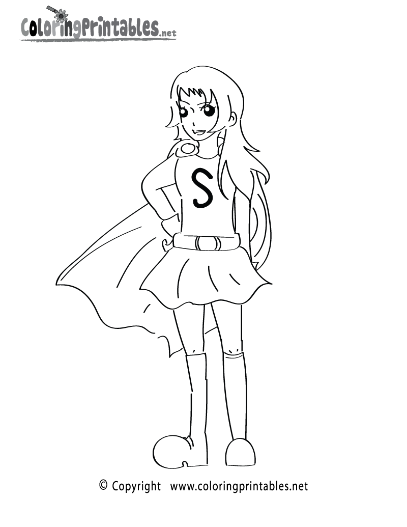 Super Girl Coloring Page Printable.