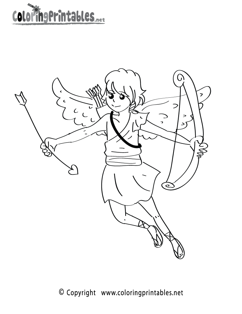 Cupid Coloring Page Printable.