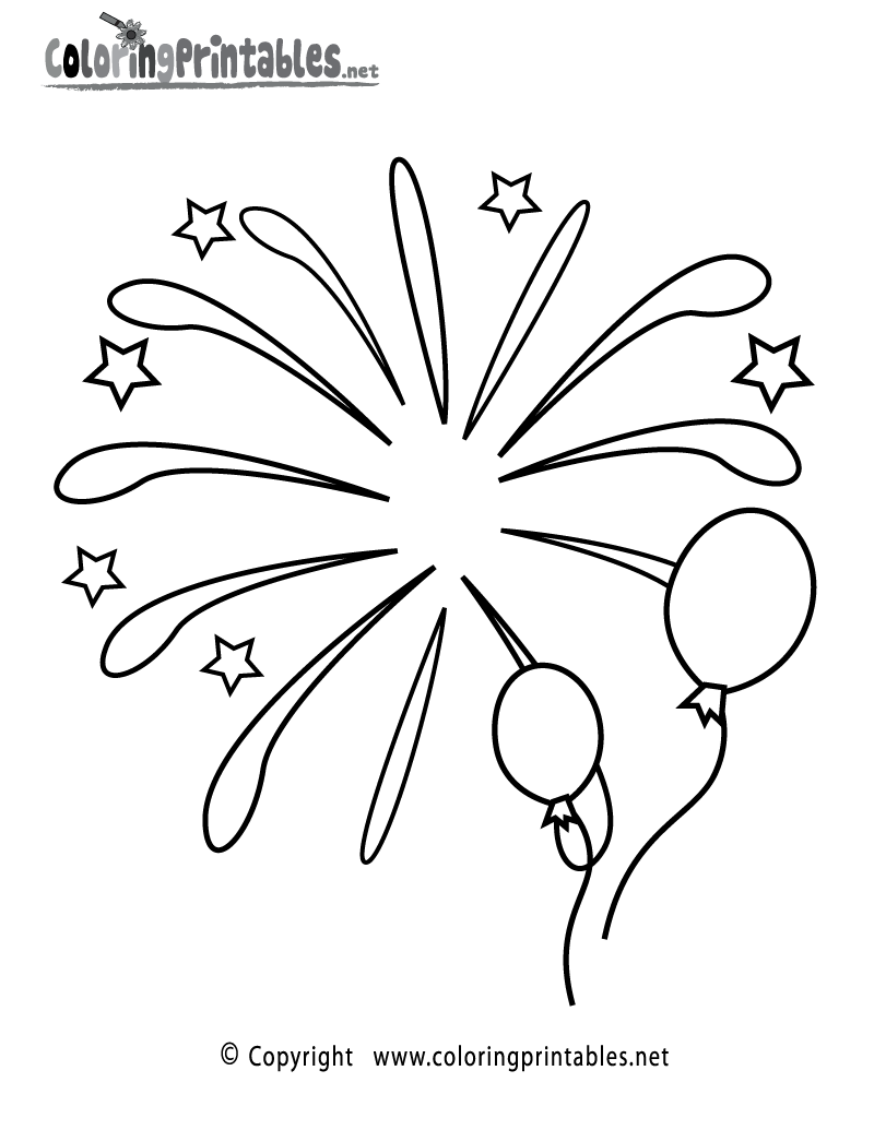Fireworks Coloring Page Printable.