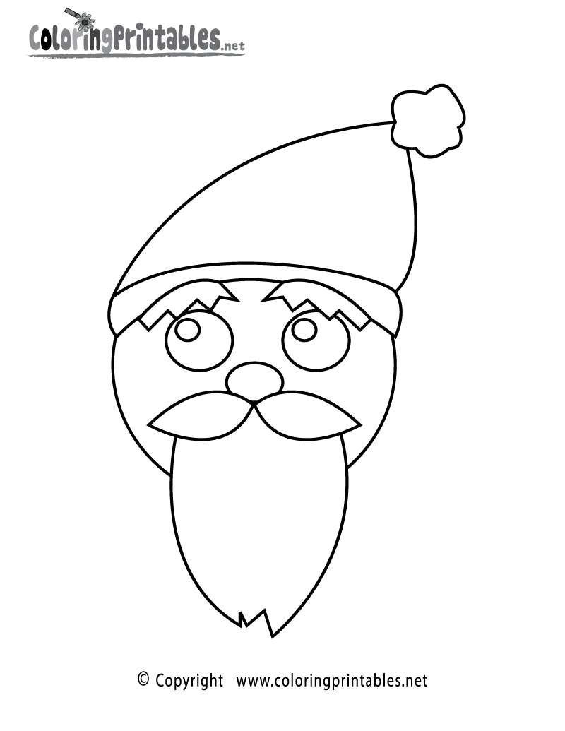 Santa Face Coloring Page Printable.