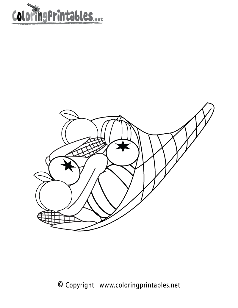 Thanksgiving Basket Coloring Page Printable.