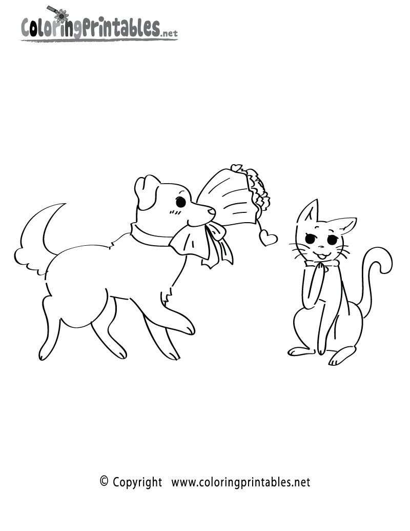 Valentine S Dog Cat Coloring Page A Free Holiday Coloring Printable