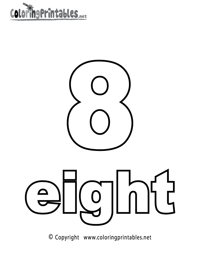 Number Eight Coloring Page Printable.
