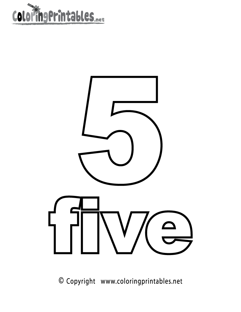 Number Five Coloring Page Printable.