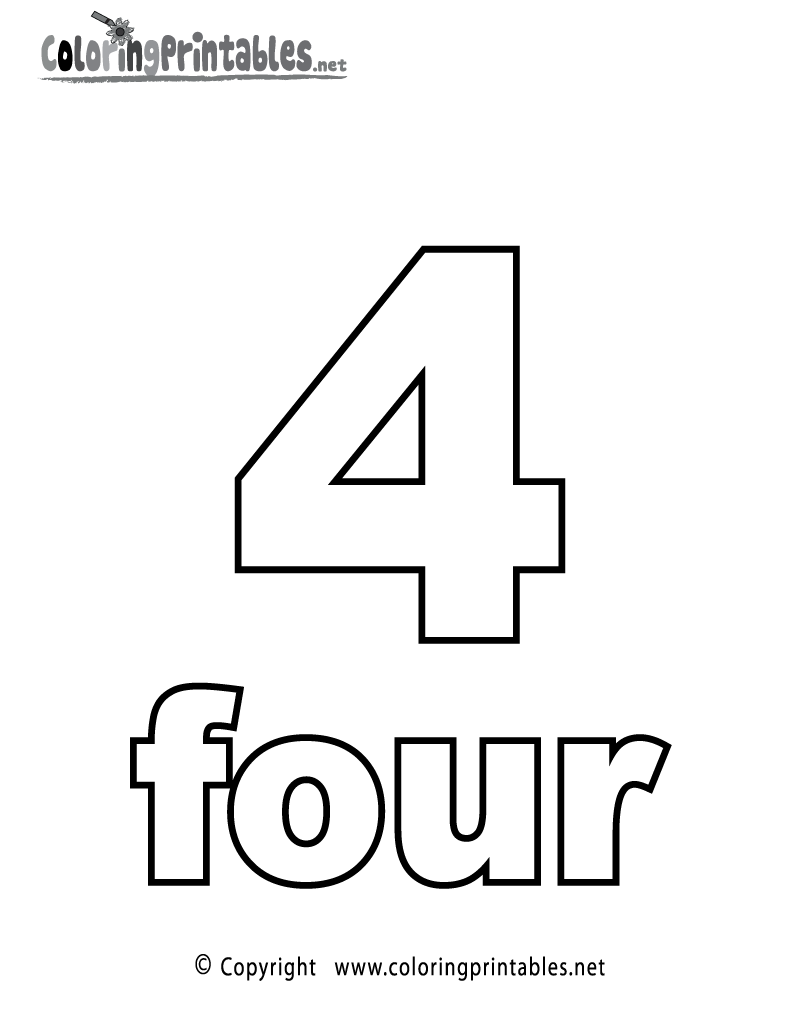 Number 4 Outline Printable