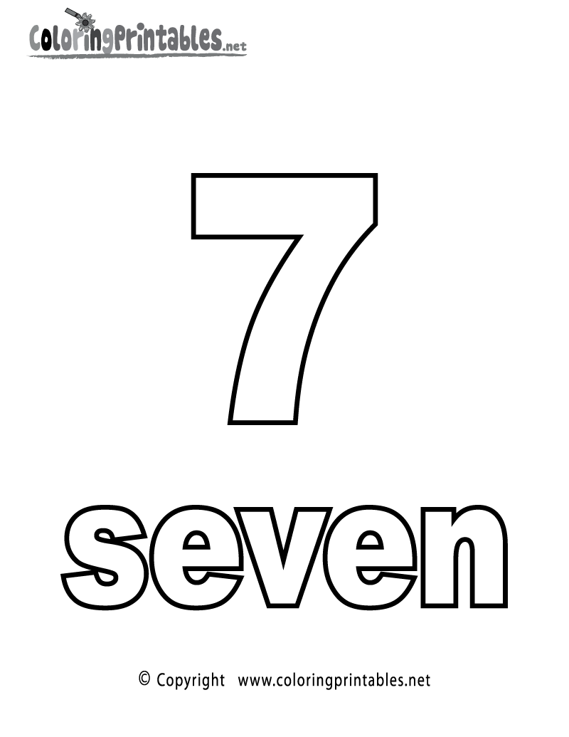 Number Seven Coloring Page Printable.
