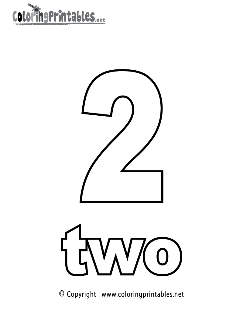 Number Two Coloring Page Printable.
