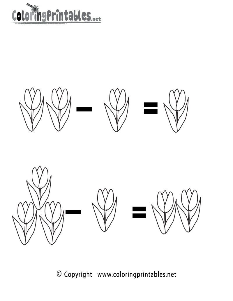 Subtraction Coloring Page Printable.