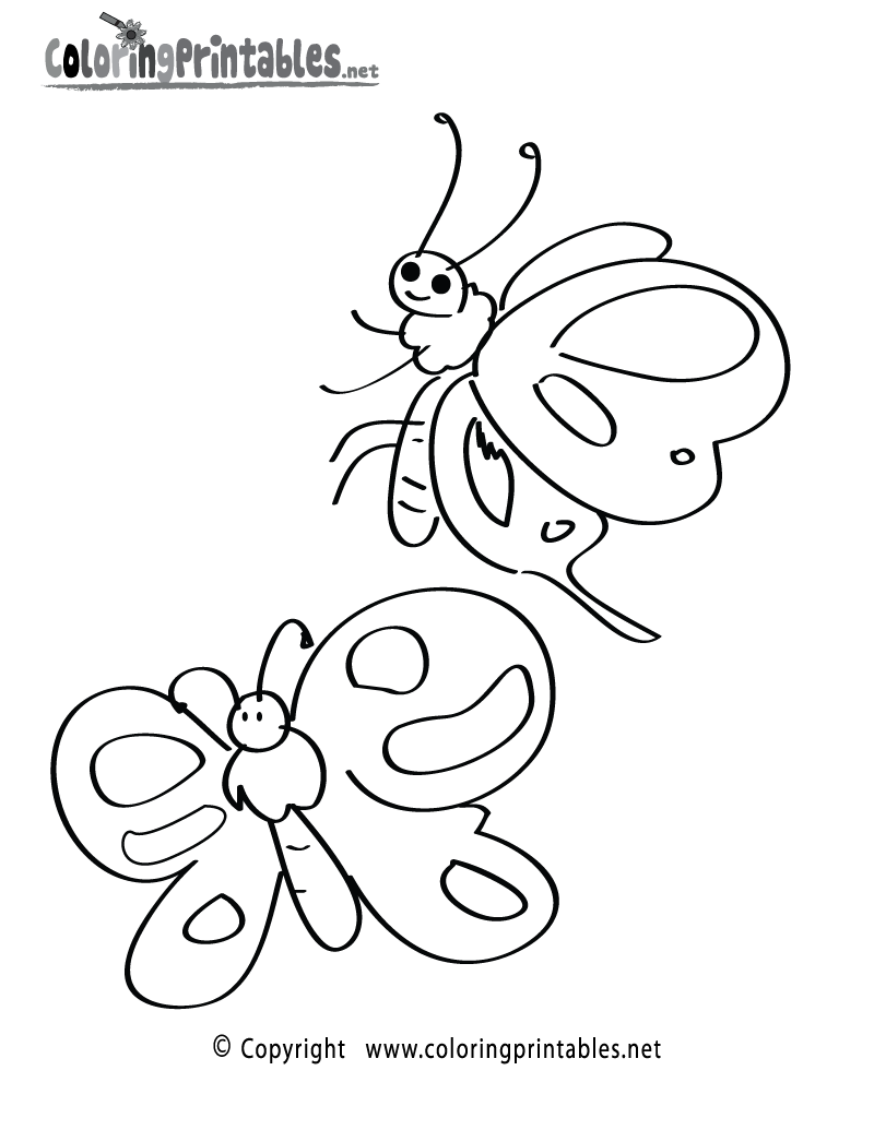 Butterflies Coloring Page Printable.