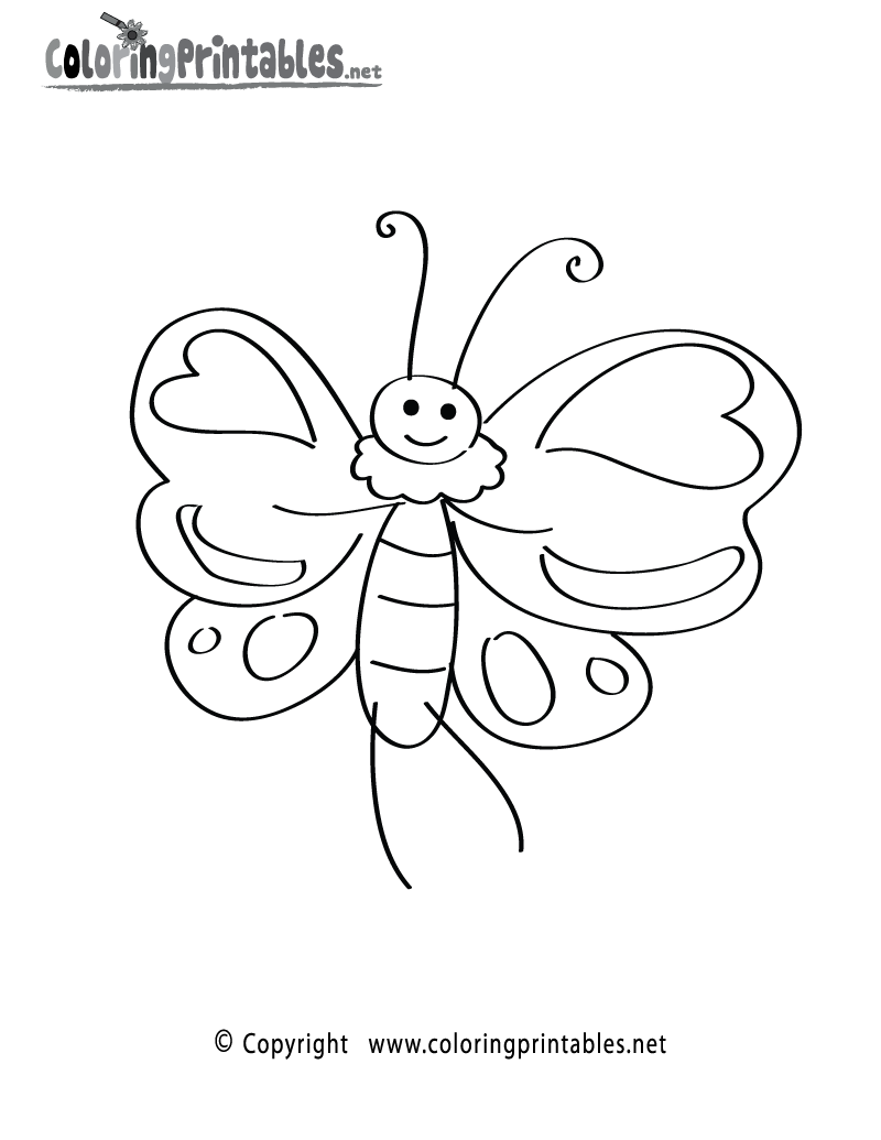 Cartoon Butterfly Coloring Page Printable.