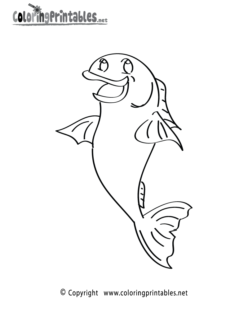 Cartoon Fish Coloring Page Printable.