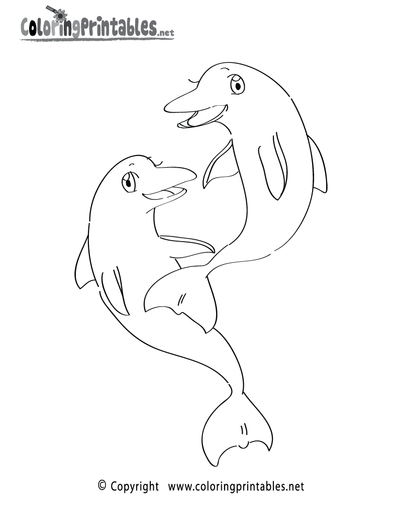 Dolphins Coloring Page Printable.