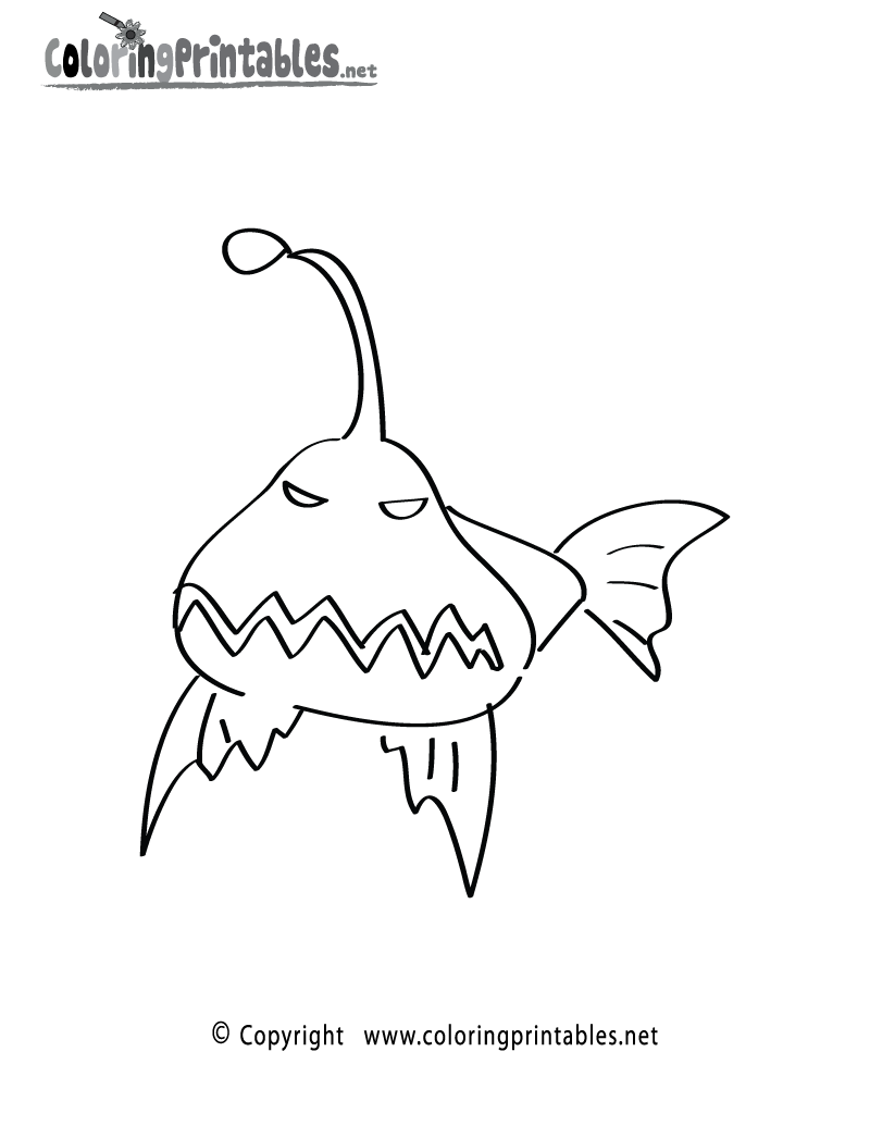 Scary Fish Coloring Page Printable.
