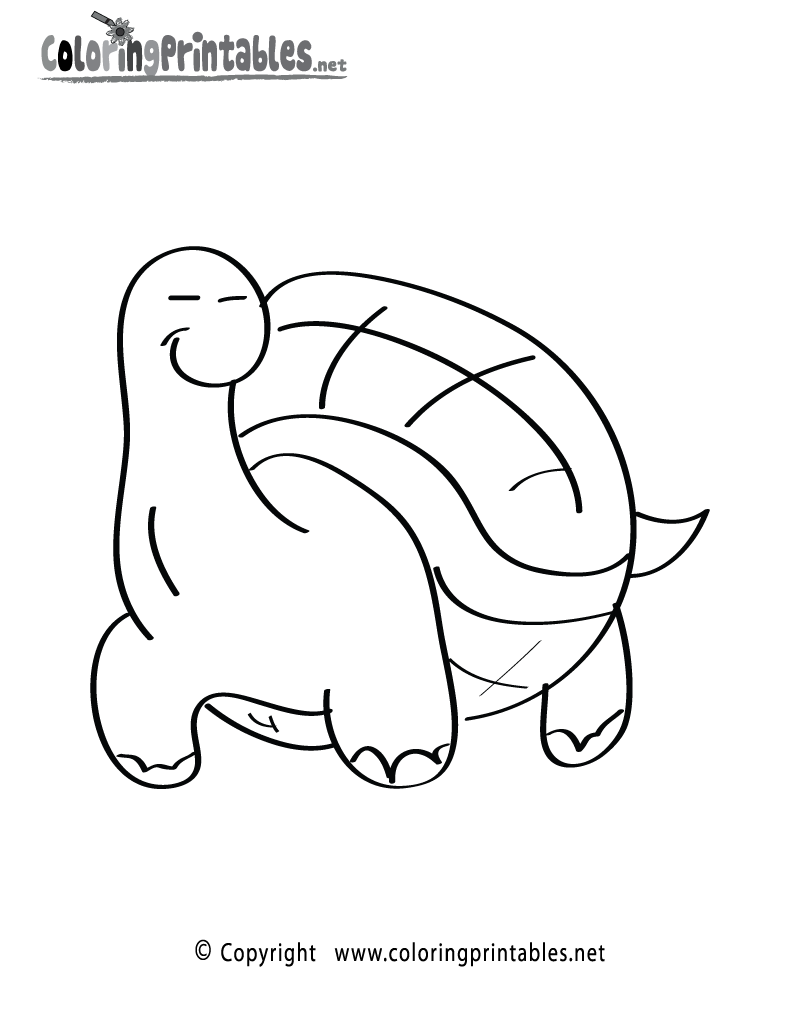 Turtle Cartoon Coloring Page Printable.
