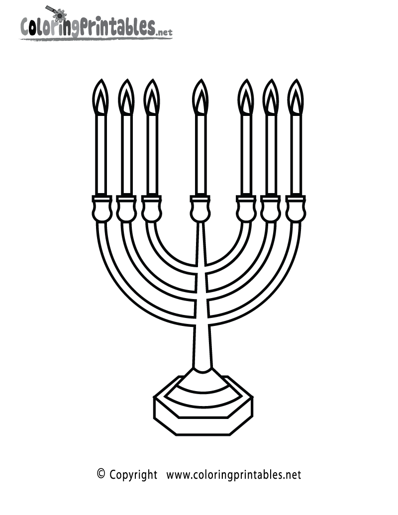 Jewish Candles Coloring Page Printable.