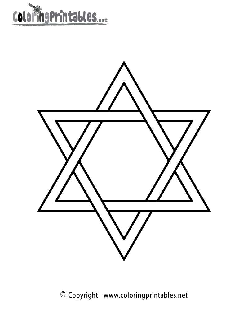 Jewish Star Coloring Page Printable.