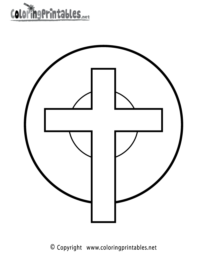Religious Cross Coloring Page Printable.