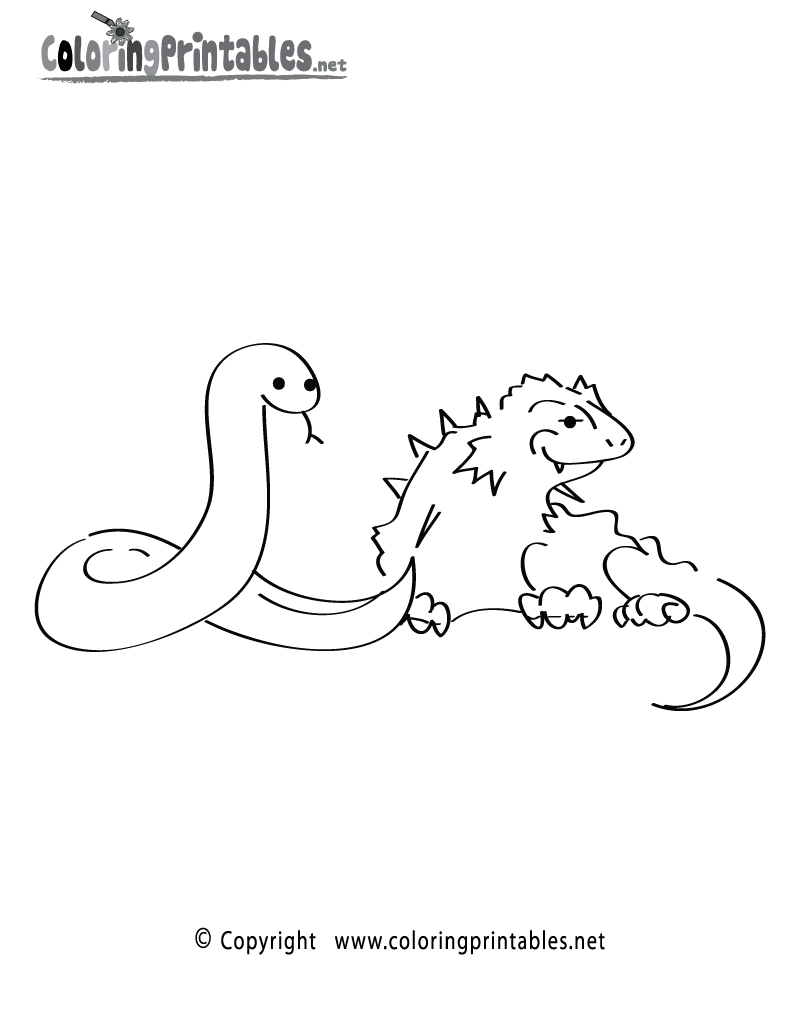 Science Reptiles Coloring Page Printable.