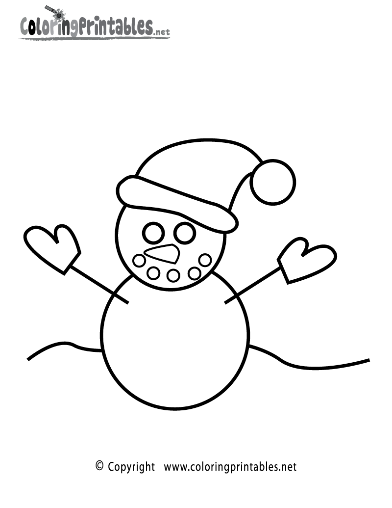 Fun Snowman Coloring Page Printable.