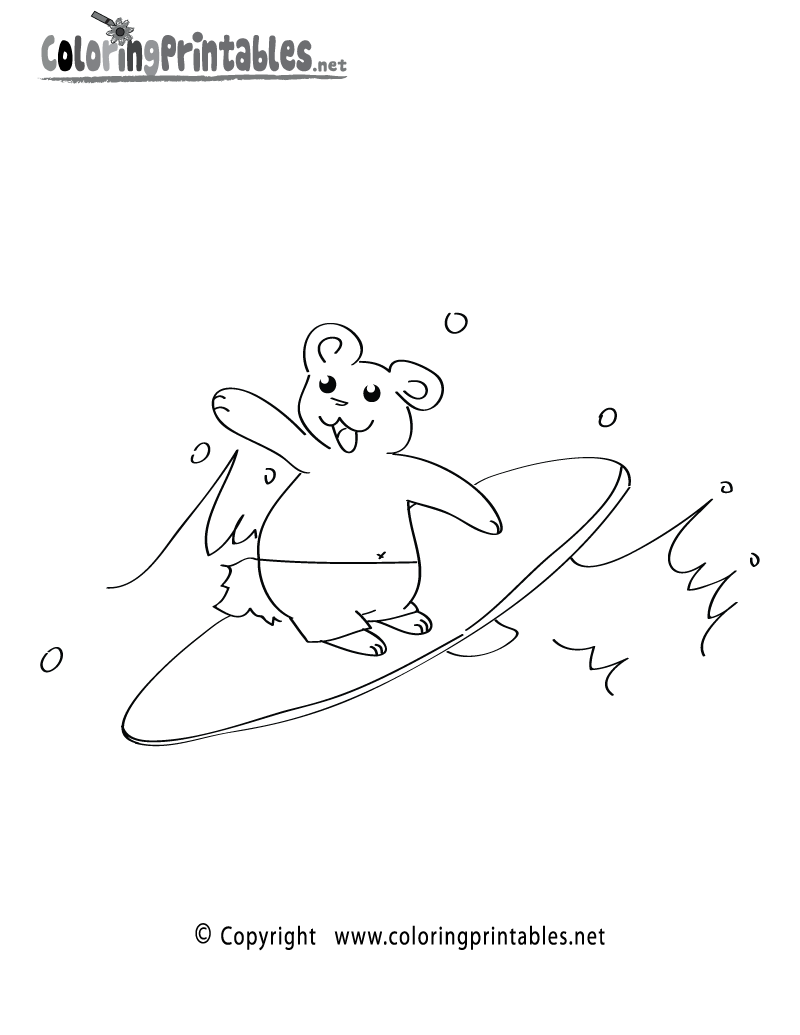 Summer Surfing Coloring Page Printable.