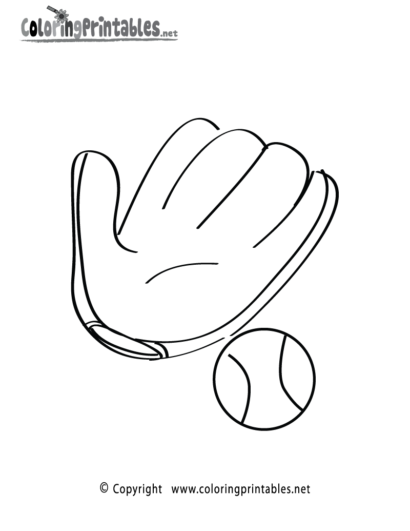Baseball Glove Coloring Page - A Free Sports Coloring Printable