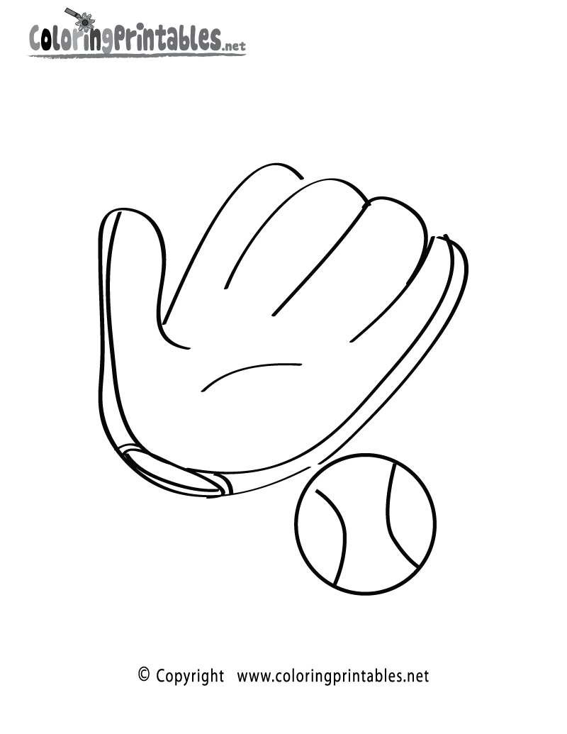 Baseball Glove Coloring Page Printable.