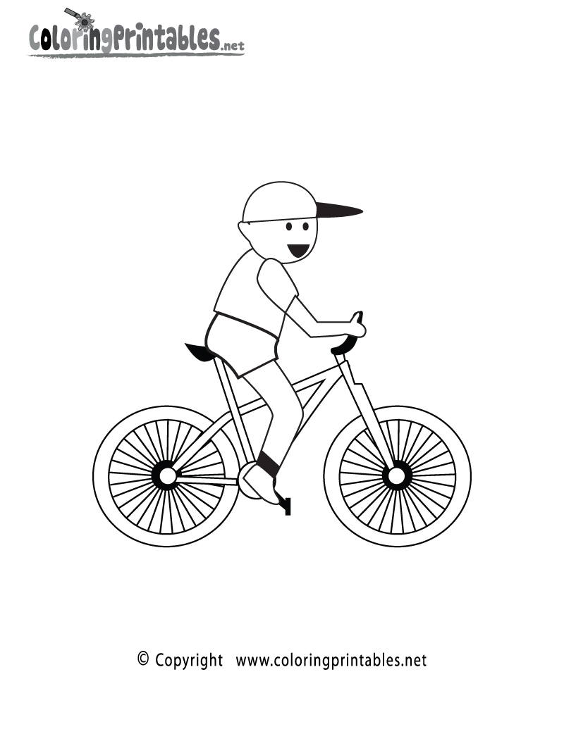 Bike Riding Coloring Page Printable.