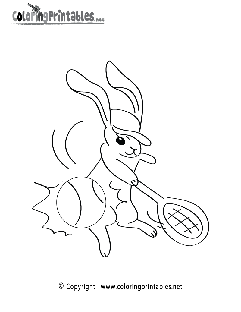 Playing Tennis Coloring Page Printable.
