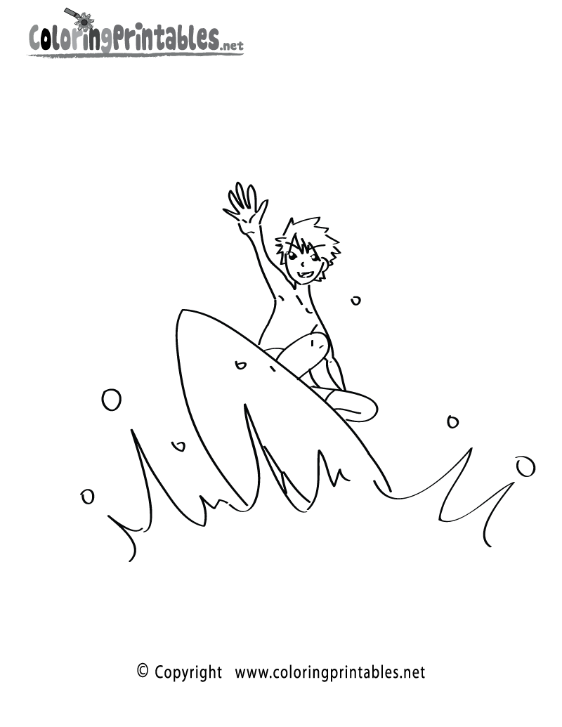 Surfer Coloring Page Printable.