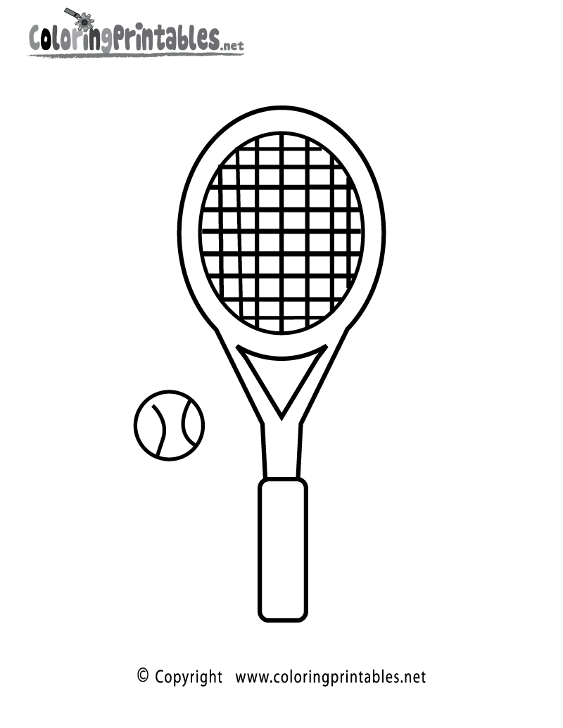 Tennis Racket Coloring Page Printable.