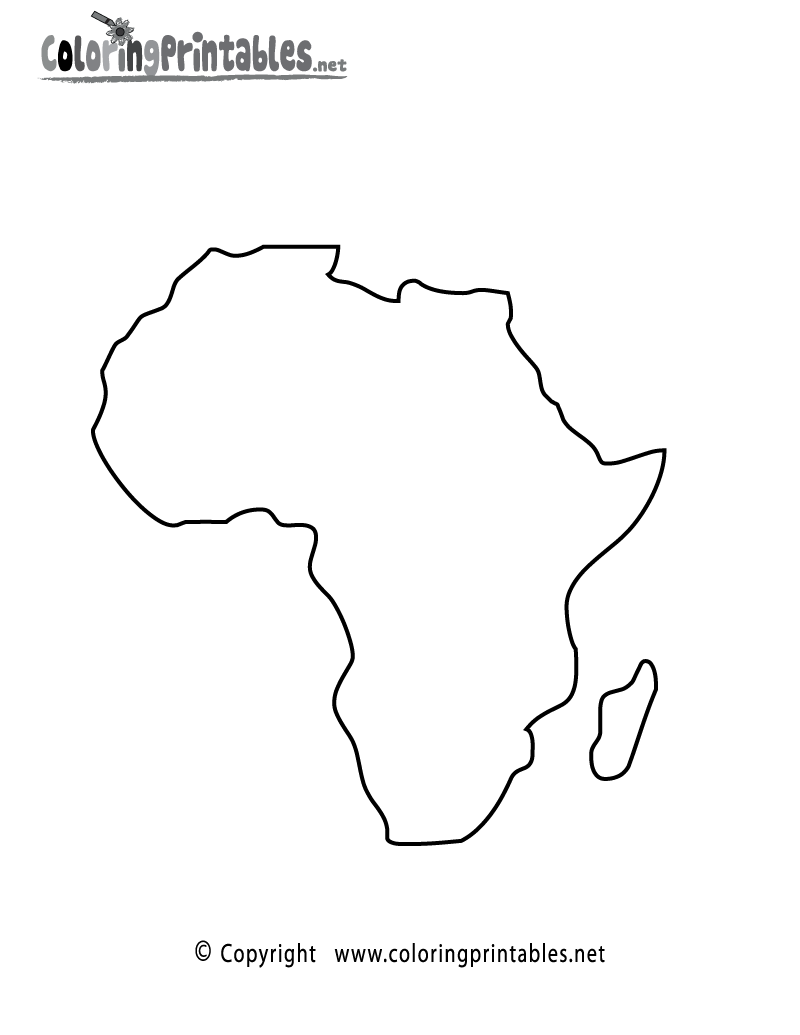 Africa Map Coloring Page Printable.