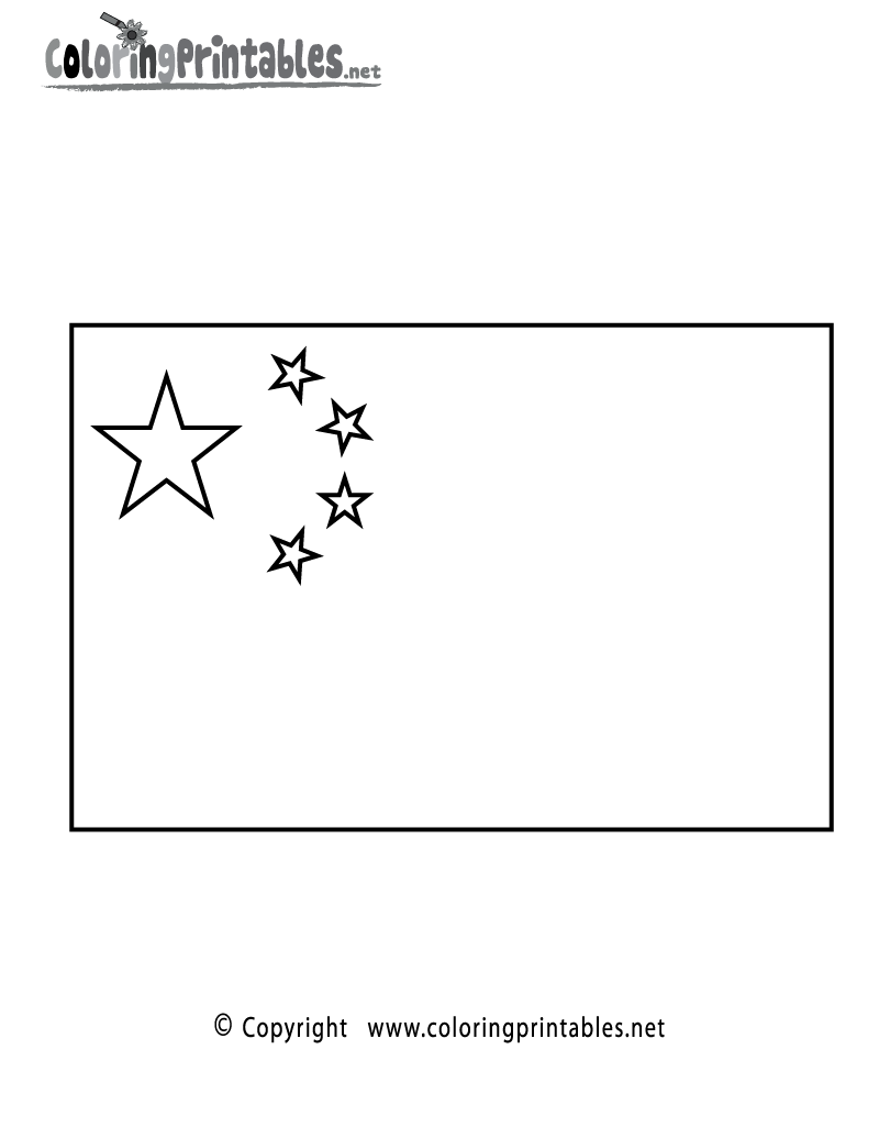 China Flag Coloring Page Printable.