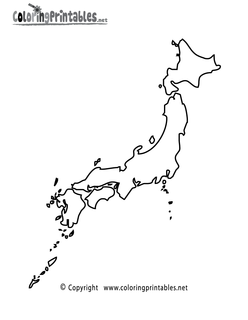 Japan Map Coloring Page Printable.
