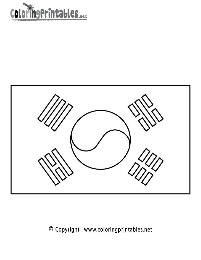 South Korea Flag Coloring Page Printable.