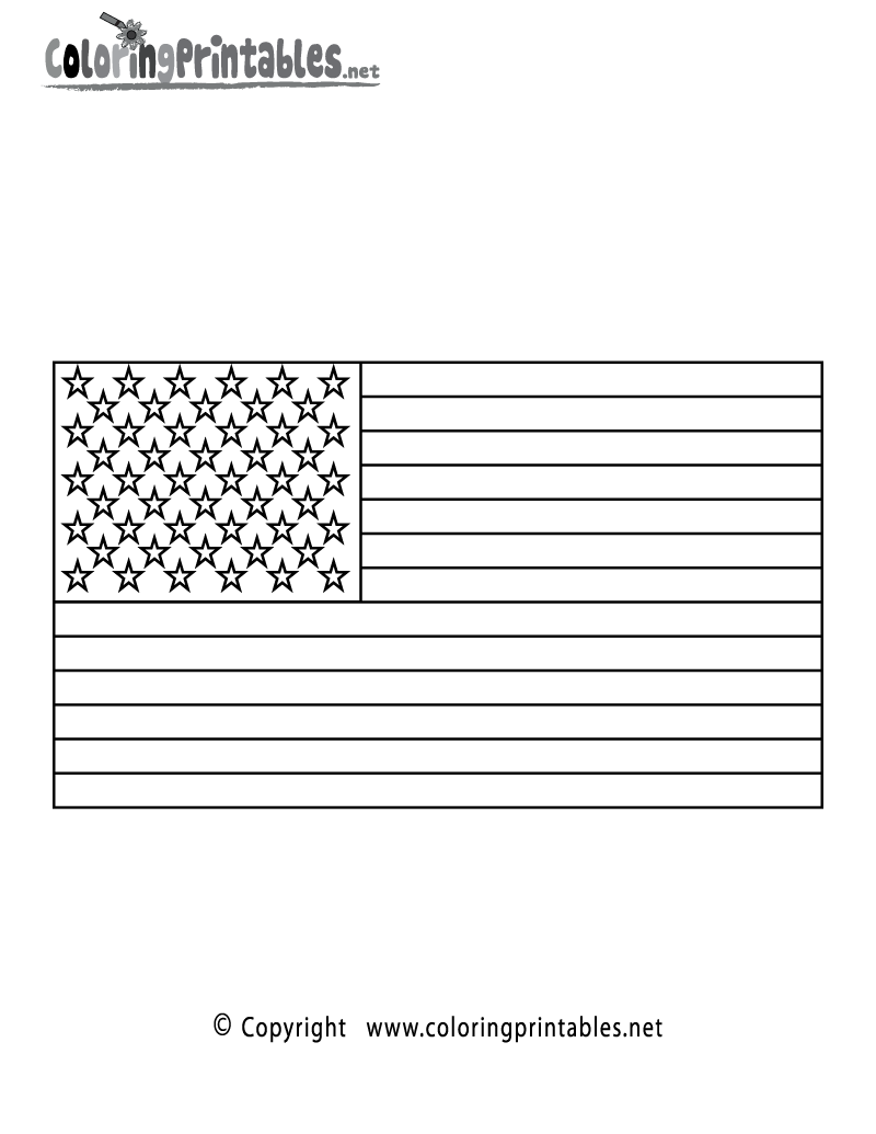 USA Flag Coloring Page Printable.
