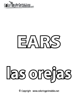 Spanish Word for Ears Coloring Page