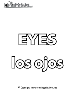 Spanish Word for Eyes Coloring Page